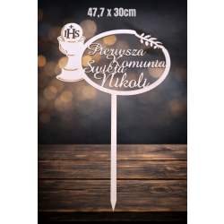 Pierwsza Komunia Święta Nikoli, Amaze wianek owal, kielich 30cm, sklejka 3mm